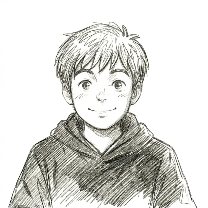 Illustrated portrait of Patrick Jiang